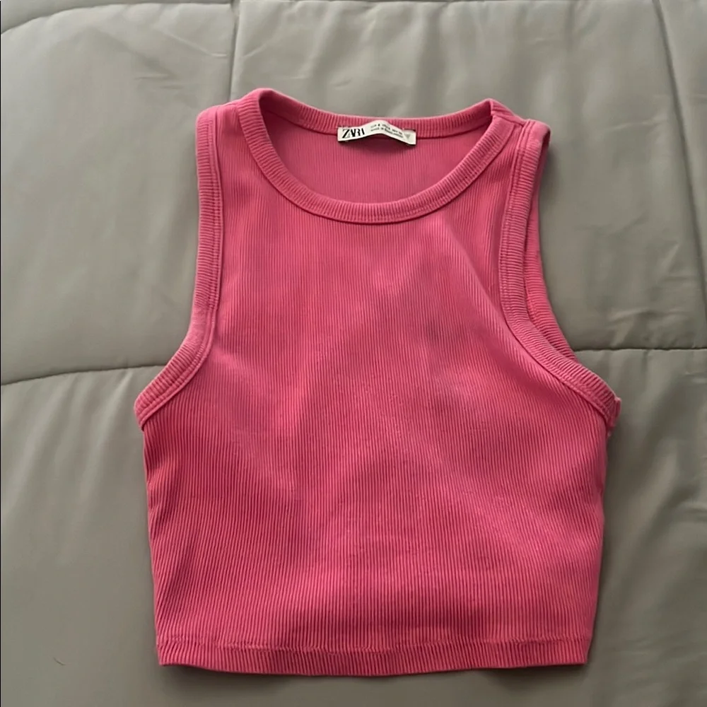 Pink Ribbed Crop Top - Picture 1 of 1